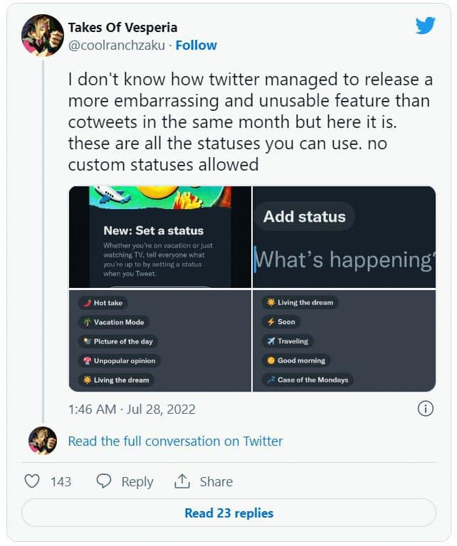 Twitter is testing Twitter's New Status feature to Make Tweeting more context for your followers.